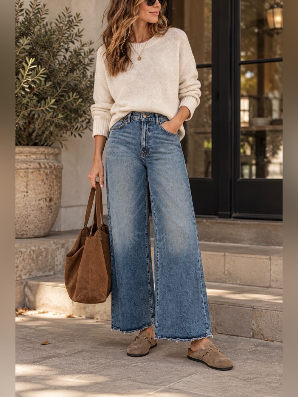 MOTHER denimThe Hustler Roller Ankle Jeans Slip and Fall Wide Leg high rise jean